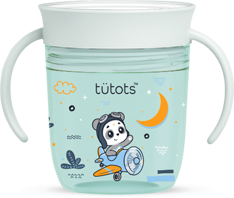tutots 360 Degree Sippy Cup for Kids Astronaut Trainer Cup BPA Free, Spill Proof(Green)