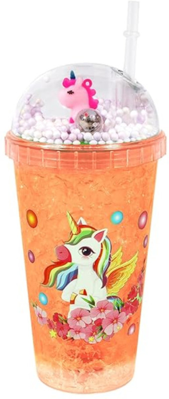 miRim Acrylic Frosty Ice Cup Freezing Gel Tumbler Jar with Straw and Lid (orange)(Orange)