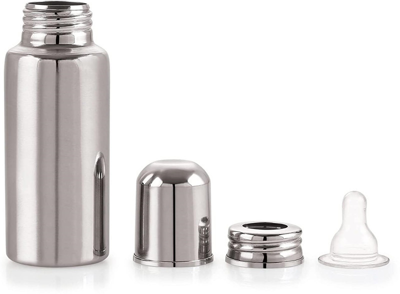 TieCarts Baby Stainless Steel Water Milk Feeding Bottle for Kids/ New-Born(Silver)