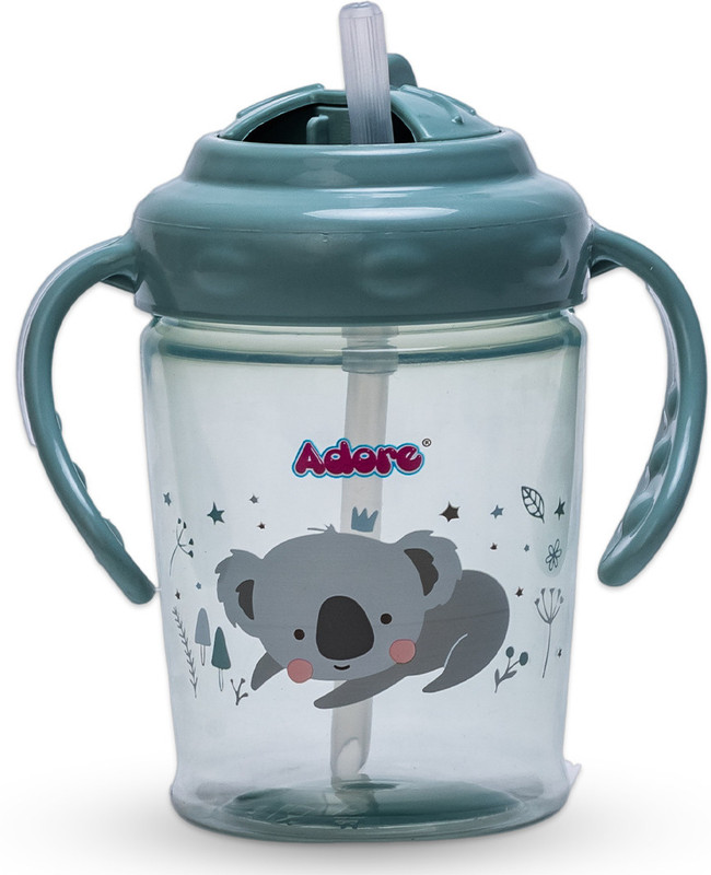 Adore Basics Itzy Bitzy Straw Sipper Cup with Handle- BPA Free- Ergonomic(Green)