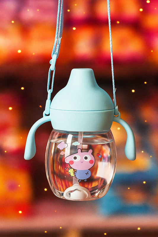 Smiley mia Baby Sipper/Sippy Cup 340ml, Anti-Spill Design |Soft Silicone Spout & Straw, 6m+(Multicolor)
