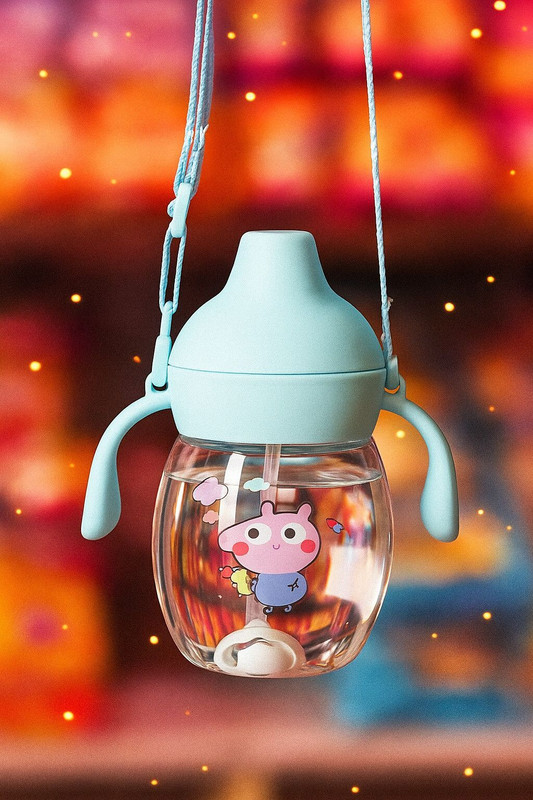 FLENGO Baby Sipper/Sippy Cup 340ml, Anti-Spill Design |Soft Silicone Spout & Straw, 6m+(Multicolor)