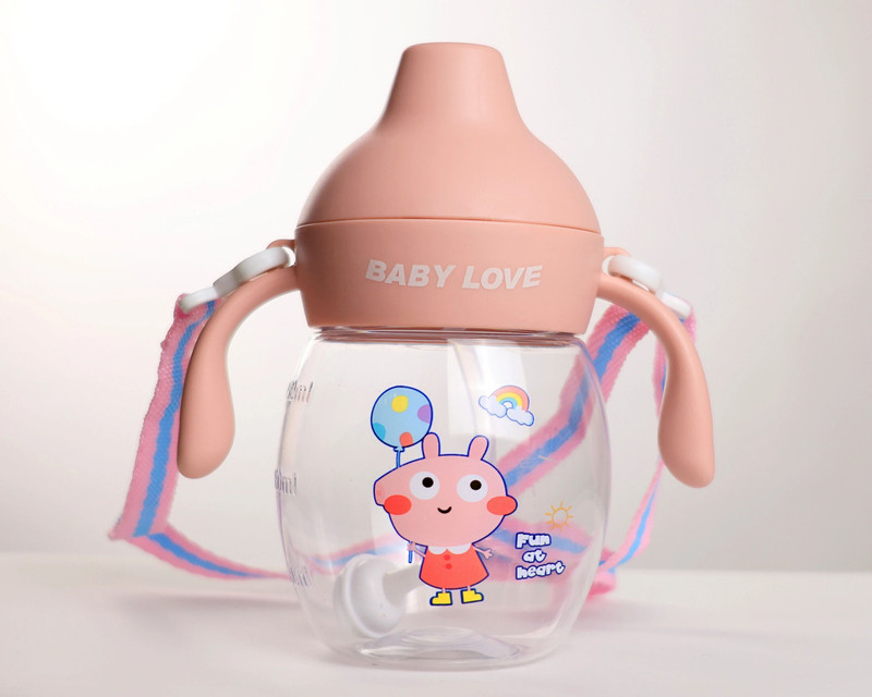 FLENGO The Little Bunny Sipper Bottle With Straw Pipe for Kids 350ml(Pink, Clear)