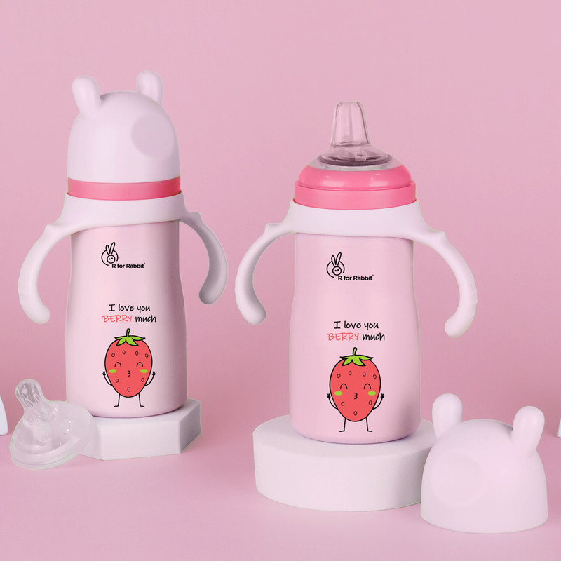 R for Rabbit Steebo Fusion SS Sipper Bottle | Leak-Proof, Anti-Skid Base and Easy to Grip(Fusion Pink)