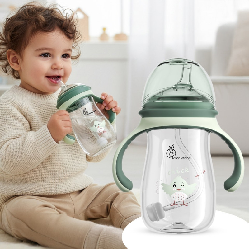R for Rabbit Tritan Tweet 240 ML Baby Sipper/ Sippy Cup with Shatter-proof Tritan Material(Dark Green)