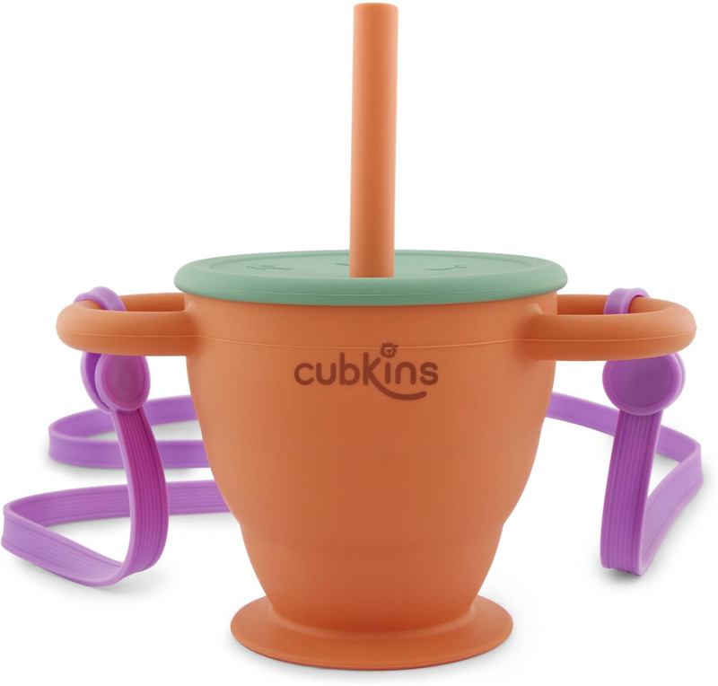Cubkins 2 in 1 Sip & Snack Cup for Baby, Infant, Toddler | BPA Free & Collapsible(Tangerine)