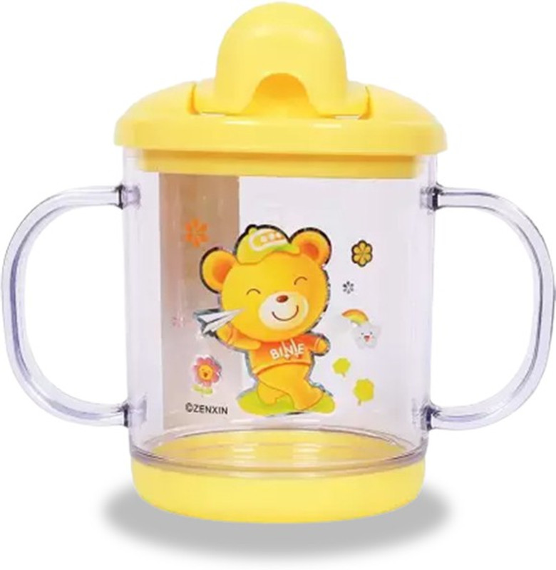Miss & Chief Sipper Cup Twin Handle for Easy Grip Anti Spill Sippy Cup Baby Water/Juice 200ML(Yellow)