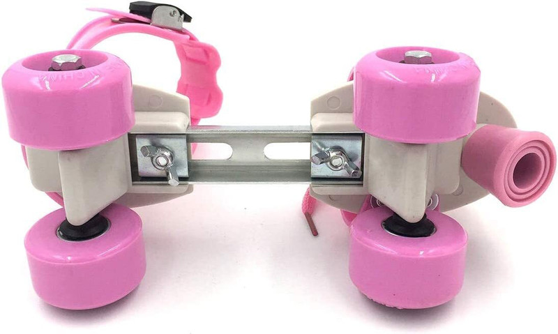 KAVI ENTERPRISE Designed Roller Skates with Break for Kids Adjustable Skating Quad Roller Kids Size 3 UK - 6 UK(Adjustable, Beginner, Pink)