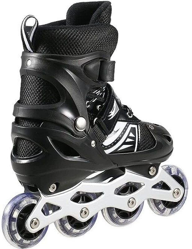 Veryke Adjustable Inline Skates with Front Light Up Wheels for kids/Size 7-9 UK(Pink) In-line Adults Size 6 UK - 9 UK(Adjustable, Advanced, Pink)