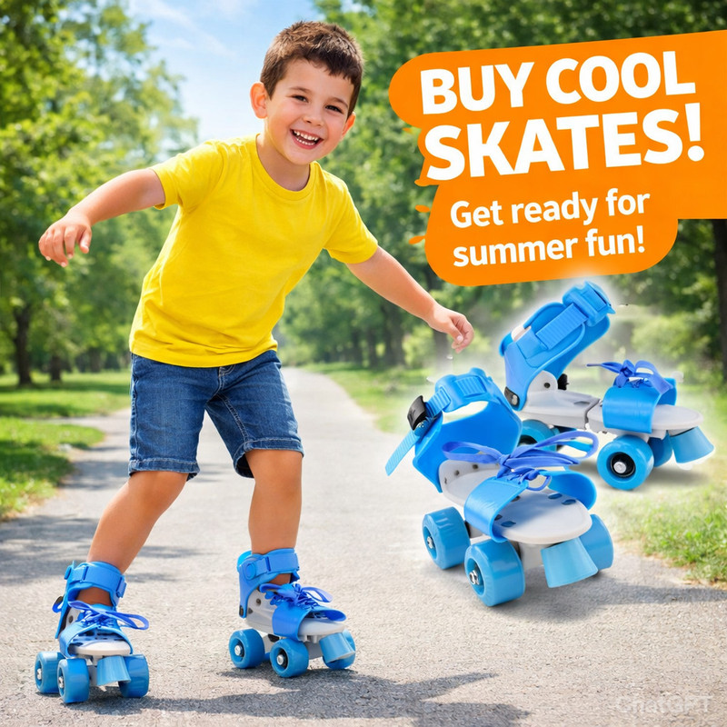 SwamiEcommerce Swami Ecommerce Skate for Kids Age Group 5-11 Years Adjustable Skating 1jh Quad Roller Adults Size  4 UK - 6 UK(Adjustable, Beginner, Blue)