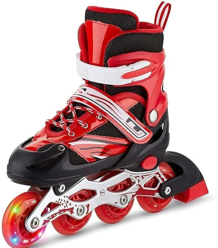 JR CLUB Skating Shoes Roller Blades with Led Flash Lights Featuring In-line Kids Size  3 UK - 6 UK(Adjustable, Advanced, Multicolor)