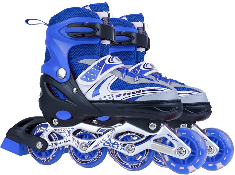 SPEEDYZONE High quality Shoe In-line Adults Size 6 UK - 9 UK(Adjustable, Beginner, Blue)