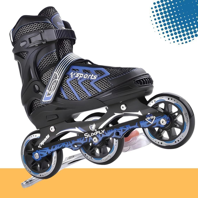 GDs Store 3 Wheel Inline Adjustable Skates for Boys & Girls Age 7-14 In-line Kids Size 3 UK - 6 UK(Adjustable, Intermediate, Blue)