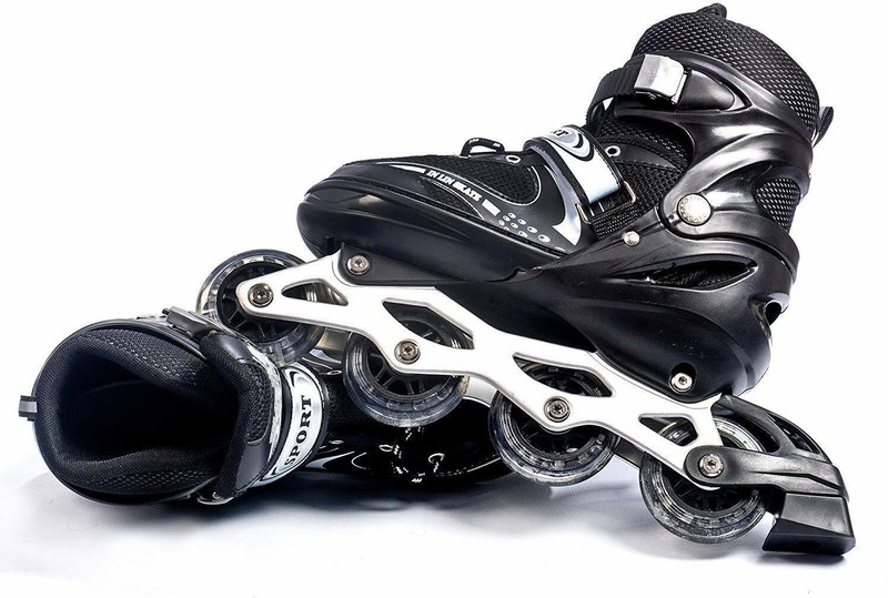 JR CLUB Inline Skates, Adjustable Roller Skates with Front Light Up Wheels In-line Kids Size 3 UK - 6 UK(Adjustable, Beginner, Multicolor)