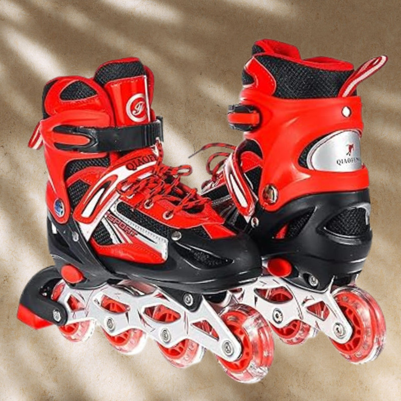 Calycxia skating shoes for Kids, unisex age 5 to 10 year Skates Size 5-12 UK red In-line Kids Size  3 UK - 6 UK(Adjustable, Advanced, Beginner, Intermediate, Recreational, Training, Red)
