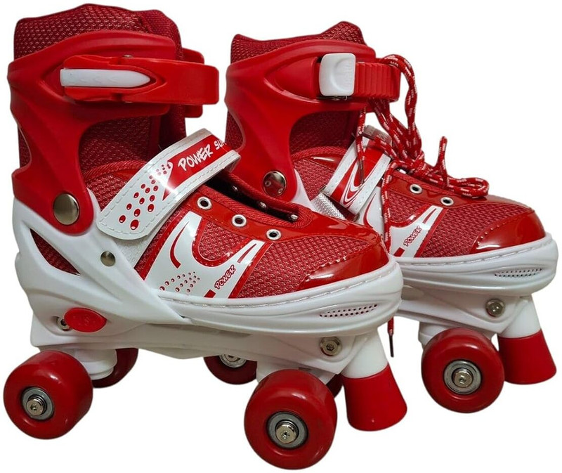 finovibe Child Roller Skates Shoes with Brake ,Adjustable Skating Shoes for KIDS Shoe Kids Size 6 UK - 9 UK(Adjustable, Training, Advanced, Recreational, Red)