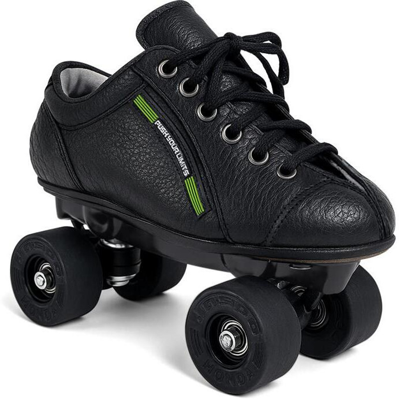 Jaspo Honda PRO 30 Quad Skates with Rubber Wheels Fixed Body Roller (Black) Shoe Adults(Beginner, Training, Black)