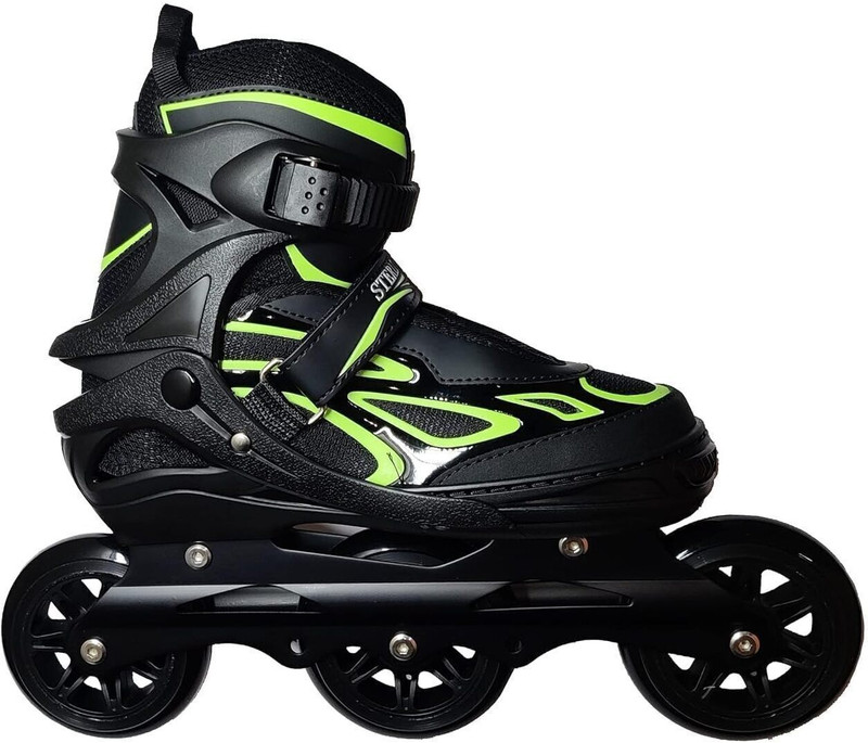sekzina 3 Wheel Adjustable with 110 MM PU In-line Skates In-line Adults Size 6 UK - 9 UK(Adjustable, Advanced, Beginner, Intermediate, Recreational, Training, Black, Green)