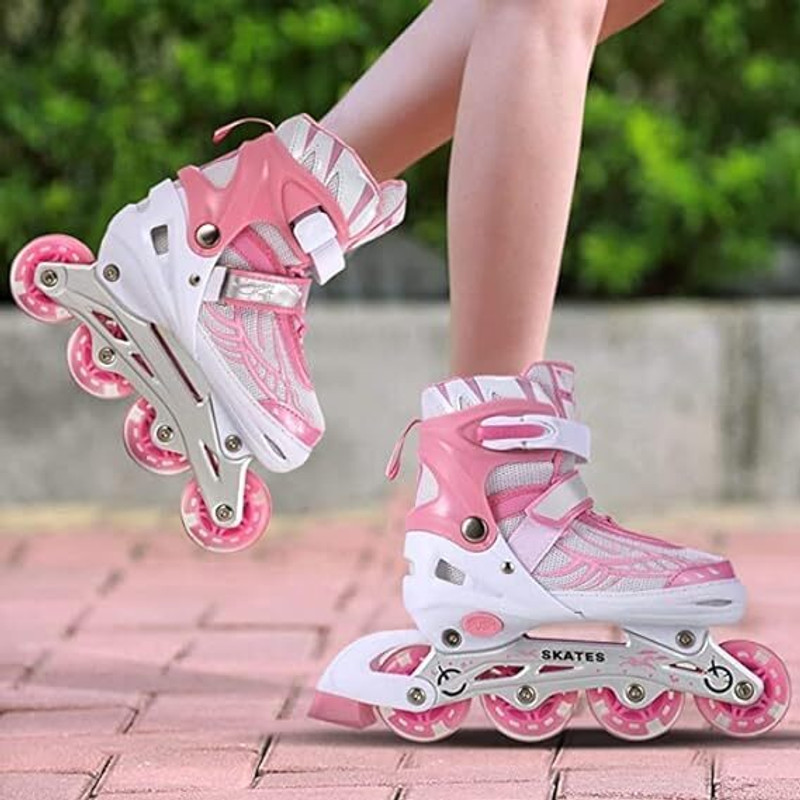 VADLO 4 Wheels Adjustable Inline Skates Skating Shoes In-line Adults Size 4 UK - 9 UK(Adjustable, Advanced, Multicolor)