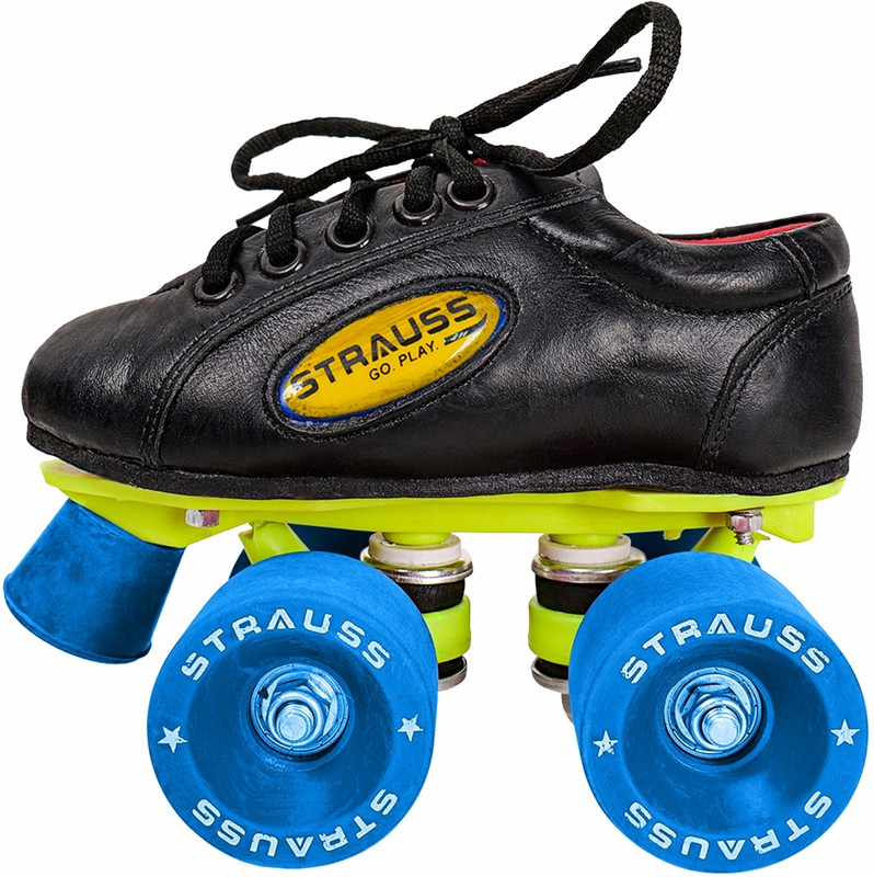Strauss Fix Body Shoe Skate With Rubber Wheel (Gripper) | Ideal For Kids (8-9 Years) Shoe Kids(Beginner, Intermediate, Advanced, Training, Recreational, Blue, Black)