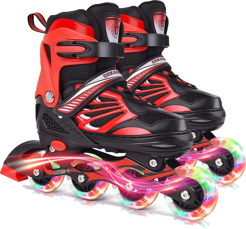 Skatings skating shoes inline skating/ inline skates 4 wheels/ inline skateshoes For kids In-line Kids Size 3 UK - 6 UK(Adjustable, Advanced, Red)
