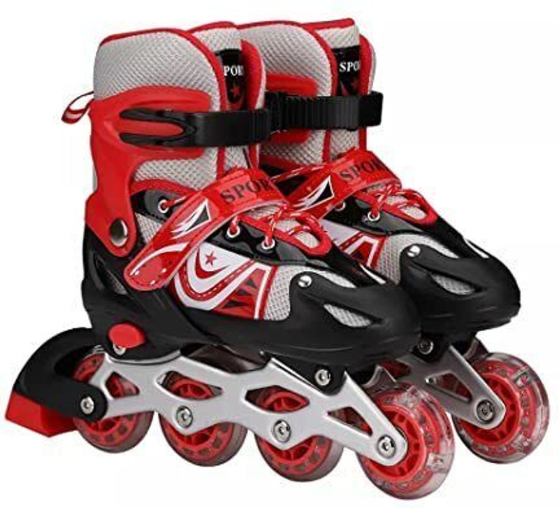 EDENGLOW High quality Skating in-line Shoe , In-line Skates , In-line Adults Size 6 UK - 9 UK(Adjustable, Beginner, Training, Advanced, Red)