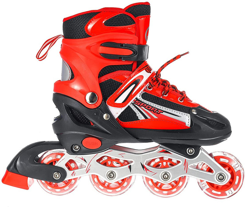 TOPHAVEN Comfertable Skate for Outdoor Fun with Roller Skates for 5-16 Yrs Boys and Girls In-line Kids Size  6 UK - 9.5C UK(Adjustable, Training, Red)