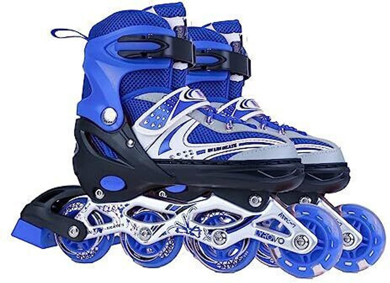 JR CLUB Inline Skates with Flashing Wheel In-line Kids Size  3 UK - 6 UK(Adjustable, Training, Multicolor, Blue)