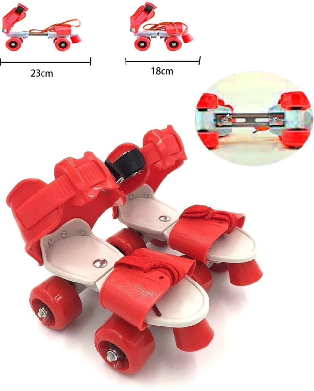 RAMADHANI INTERNATIONAL Quad Roller Skatings For Kids/Childrens(RED) Quad Roller Adults Size 6 UK - 9 UK(Adjustable, Beginner, Intermediate, Training, Red)