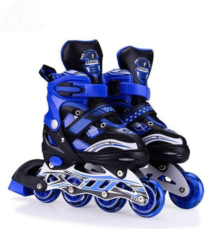 BIYALI Inline Skating Super Quality Height Adjustable Shoes 4 Wheel Aluminum Body In-line Kids Size 13C UK - 2 UK(Adjustable, Advanced, Beginner, Intermediate, Recreational, Training, Blue)