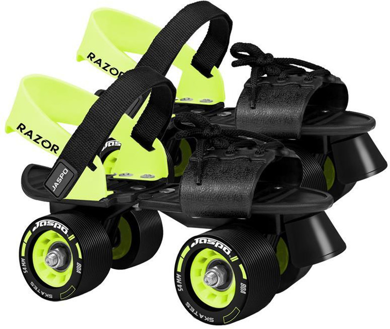 Jaspo Razor Adjustable Roller Skates | Unique Ankle Support | 61mm PU Wheels | Quad Roller Adults Size  6 UK - 13 UK(Adjustable, Advanced, Green)