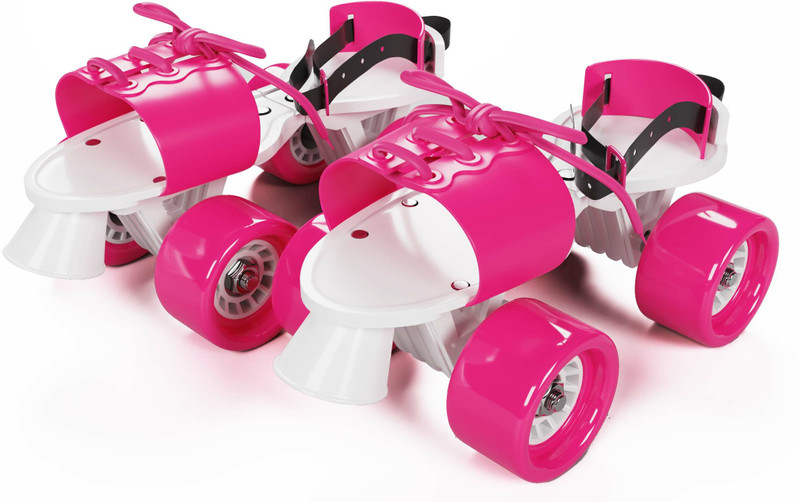 Jaspo Rapido Adjustable Roller Skates for Junior Age Group (3-5 Years Unisex) Quad Roller Kids Size 11C UK - 13C UK(Adjustable, Beginner, Pink)