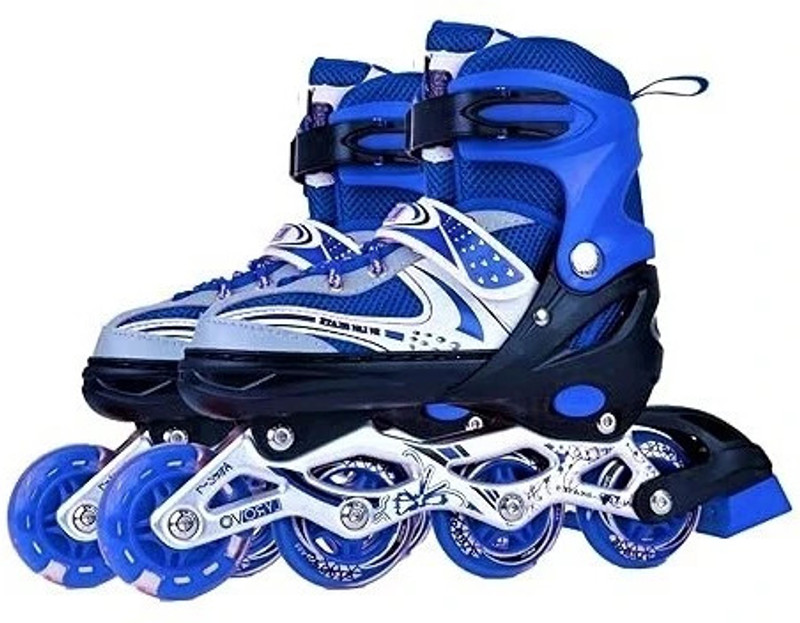 JD ENTERPEISE Inline Skates For Adjustable PU Wheels with Aluminum-Alloy For Age 7-11 Year Kid In-line Adults Size 6 UK - 9 UK(Adjustable, Advanced, Beginner, Intermediate, Recreational, Training, Black)