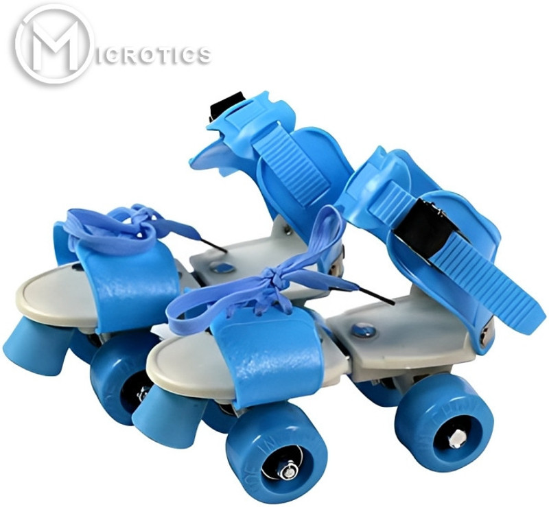 Microtics M-901 Baby Roller Skates with Front Brake | 3-10 Year Old Kids | Adjustable Quad Roller Kids Size 9C UK - 13C UK(Adjustable, Beginner, Recreational, Blue)