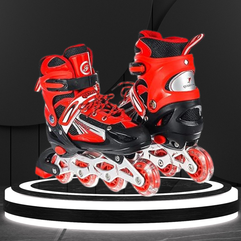 Glenston Liner Roller Skates for Kids Shoes with enhancing both comfort and safety In-line Kids Size  3 UK - 6 UK(Adjustable, Advanced, Beginner, Intermediate, Training, Red)
