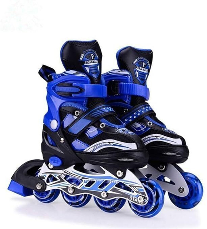 JOLARY Adjustable Size Inline Skates | Roller Skates Shoes for Beginners In-line Kids Size 3 UK - 6 UK(Adjustable, Advanced, Multicolor)
