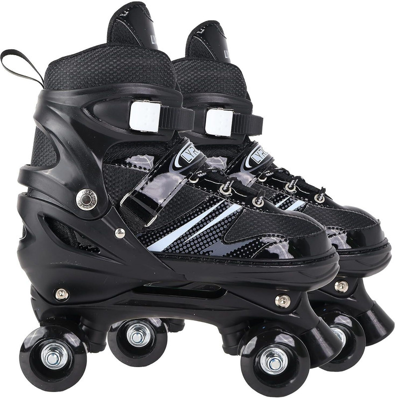 JRST Unisex Child Roller Skates Shoes with Break(adjestable size) Quad Roller Adults Size 4 UK - 12 UK(Adjustable, Advanced, Black)