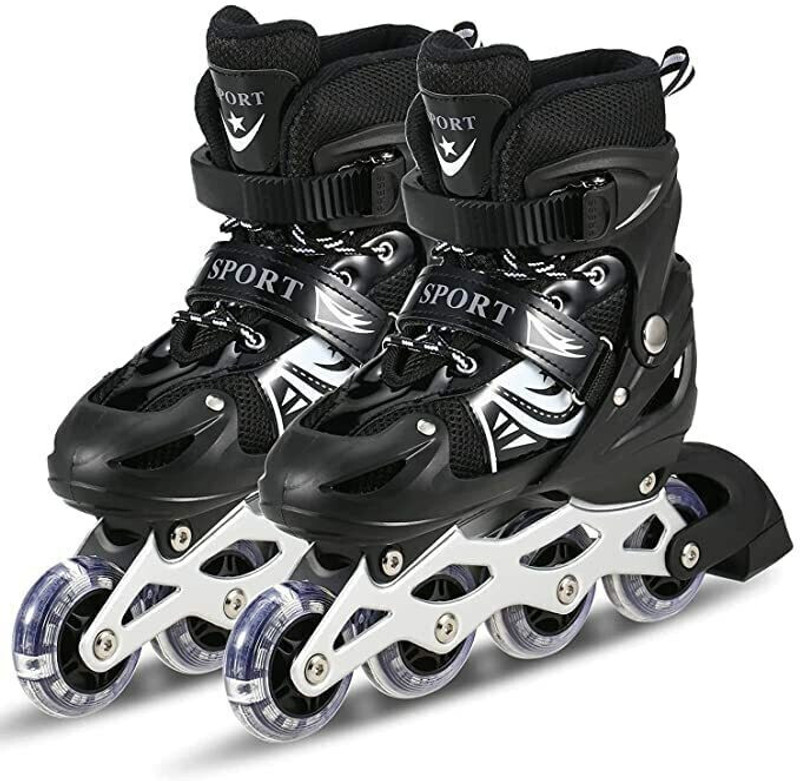 JR CLUB Adjustable Length Kids Skating Shoes Assorted Design & In-line Kids Size 3 UK - 6 UK(Adjustable, Beginner, Training, Advanced, Multicolor)