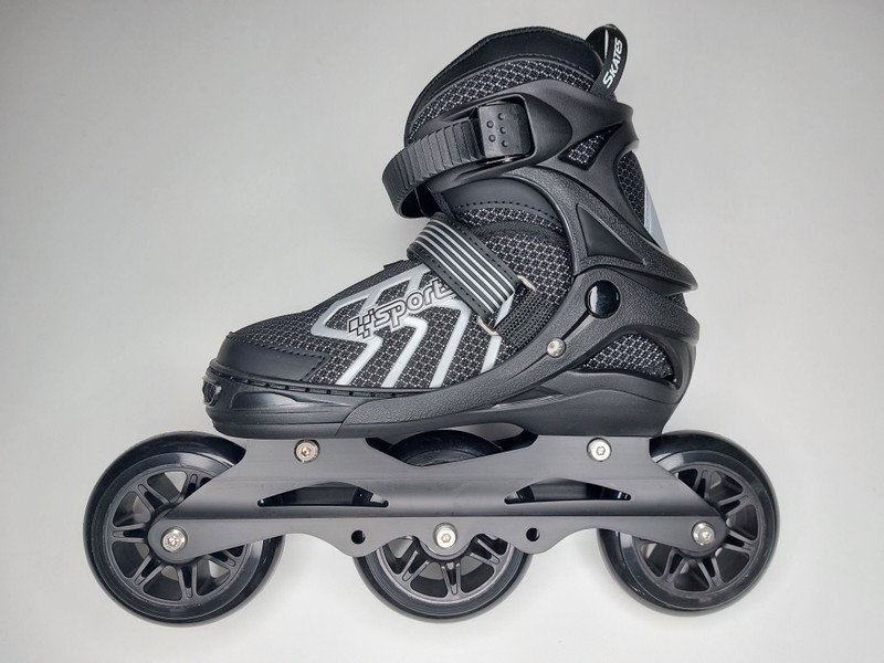 EDENGLOW 3 Wheel Adjustable Inline Skates with 100 MM PU Wheel In-line Adults Size 6 UK - 9 UK(Adjustable, Beginner, Training, Advanced, Black)