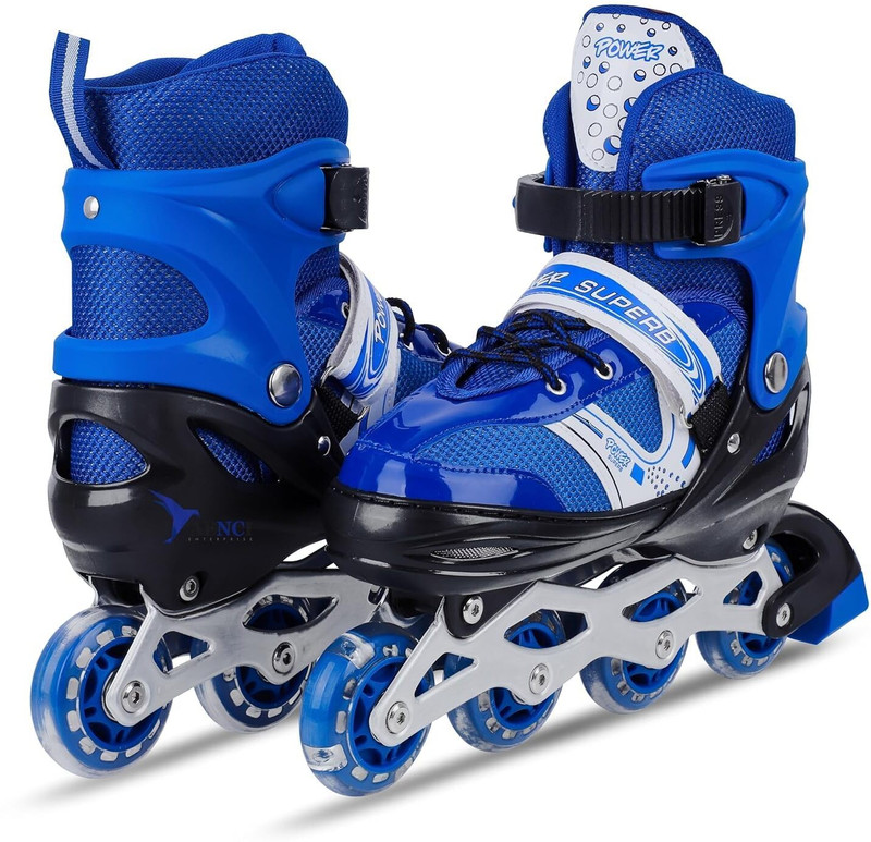 KOJERAFASHION Skates with PU Flashing Wheel Aluminum Body in-Line Skates multi colour Shoe Adults Size  6 UK - 9 UK(Adjustable, Advanced, Multicolor)