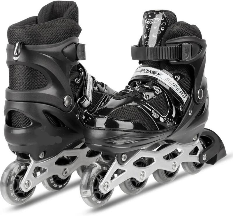 PVE sport sketing In-line Adults Size 6 UK - 9 UK(Adjustable, Beginner, Training, Advanced, Black)