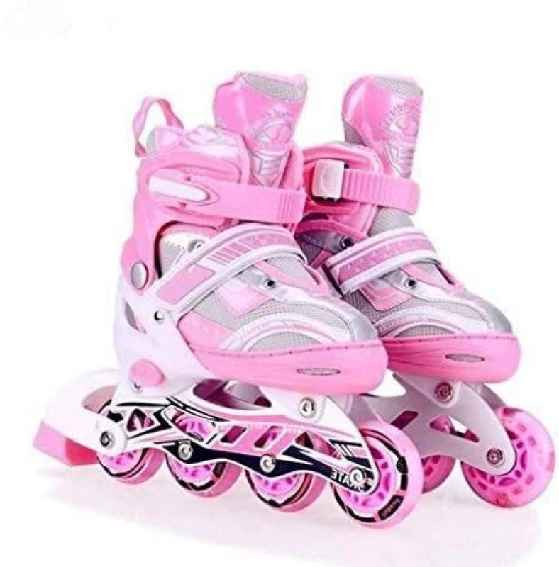 Shrusti Inline Skating Shoe Quad Roller Kids Size 3 UK - 6 UK(Adjustable, Training, Orange)