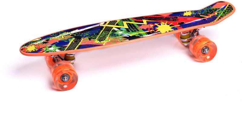 IRIS Complete Cruiser Skateboard with Colourful Light Up Wheels 6 inch x 22.8 inch Skateboard(White, Pack of 1)