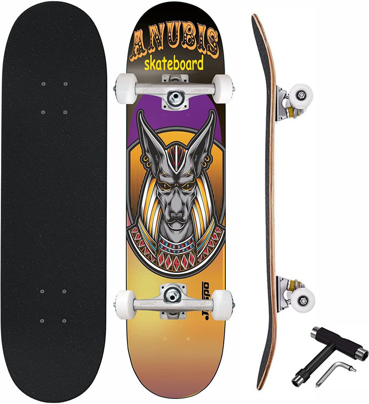 Jaspo Try-Out Practice Indian Maple Double Kick Concave Design (Egyptian GOD) 31 inch x 8 inch Skateboard(Multicolor, Pack of 1)
