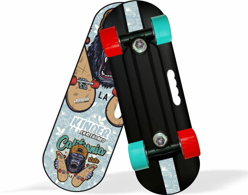 Jaspo Kinder Junior Skateboard for Kids Upto 7 Years Age (Funky Rider) 18 inch x 6 inch Skateboard(Multicolor, Pack of 1)