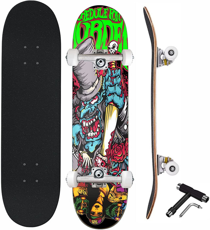 Jaspo Try-Out Practice Indian Maple Double Kick Concave (Killer Clown) 31 inch x 8 inch Skateboard(Multicolor, Pack of 1)