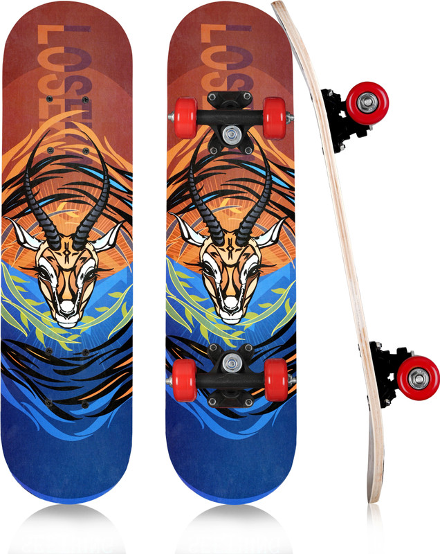 Star Work Skateboard with Upgraded Widened Wheels,for Adult/Kids Balance Development 5.9 inch x 11 inch Skateboard(Brown, Blue, Pack of 2)