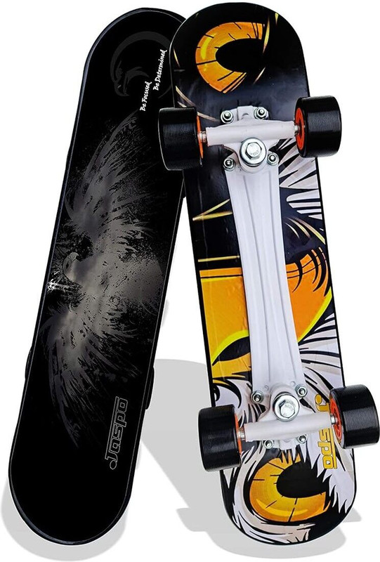 Jaspo Power Kids 26" inches for Beginners Boys & Girls (Skate-Board, Vinyl) 26 inch x 6 inch Skateboard(Black, Pack of 1)