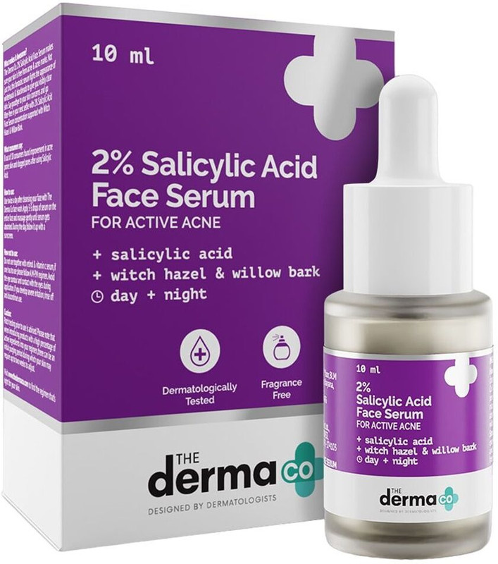 The Derma Co 2% Salicylic Acid Serum with Witch Hazel & Willow Bark for Active Acne(10 ml)