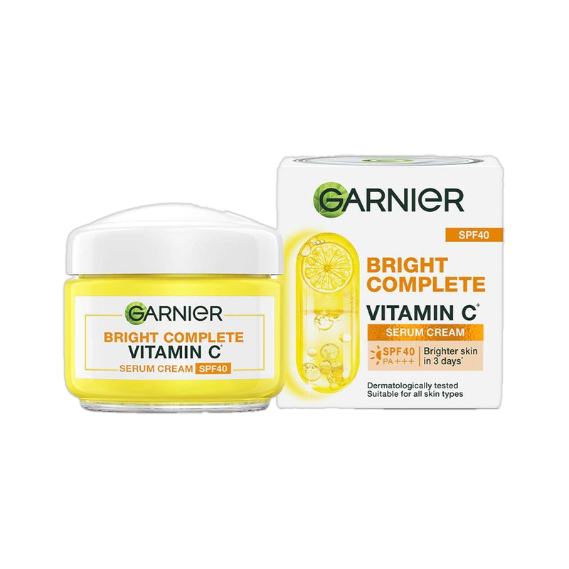 GARNIER Bright Complete Vitamin C Serum Cream with SPF40, Sun Protection & Brightening(45 g)